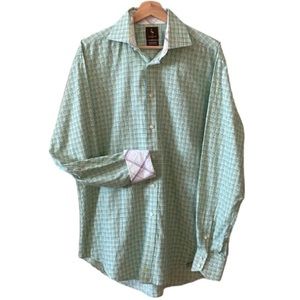 Tailorbyrd Green Look Plaid Button Down Shirt Size Large